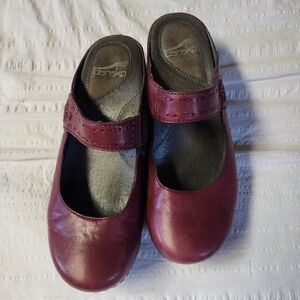 Dansko Burgundy Leather Clogs